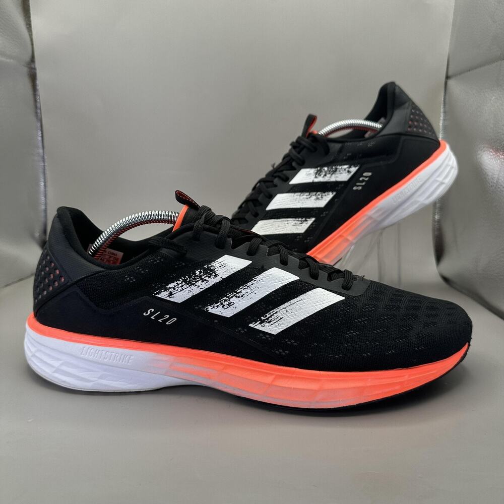 Adidas SL 20 Running Shoes Mens 11.5 Black Orange Lightstrike EG1144 Sneakers